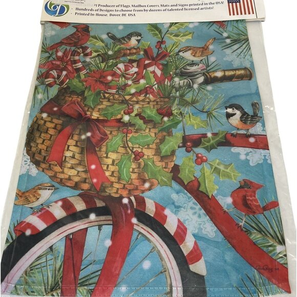 Welcome Bike Christmas Garden Flag Holiday Party Banner Cardinal Winter Decor - Picture 3 of 5